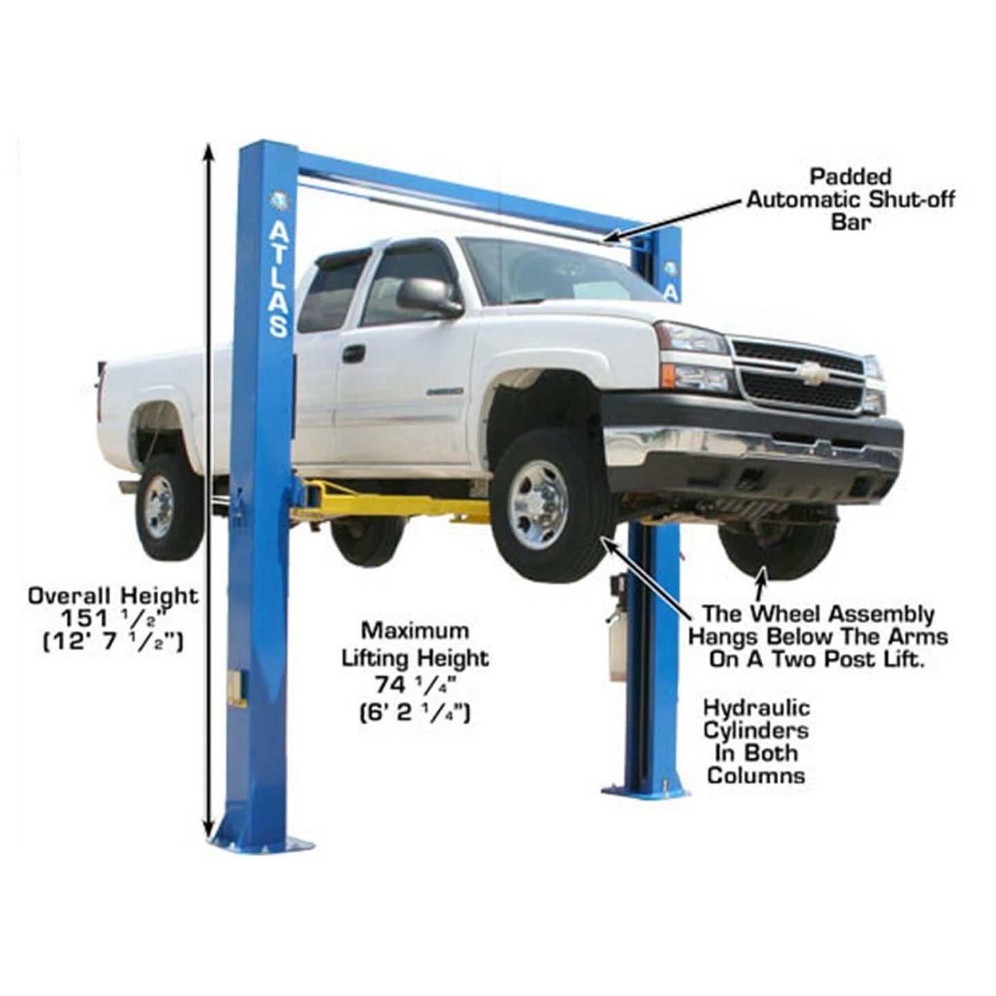 Atlas® OHX10000X Commercial Grade Extra Tall 2-Post Lift 10,000 lb #ATEATTD-OHX10000X-FPD
