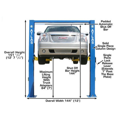 Atlas® OHX10000X Commercial Grade Extra Tall 2-Post Lift 10,000 lb #ATEATTD-OHX10000X-FPD