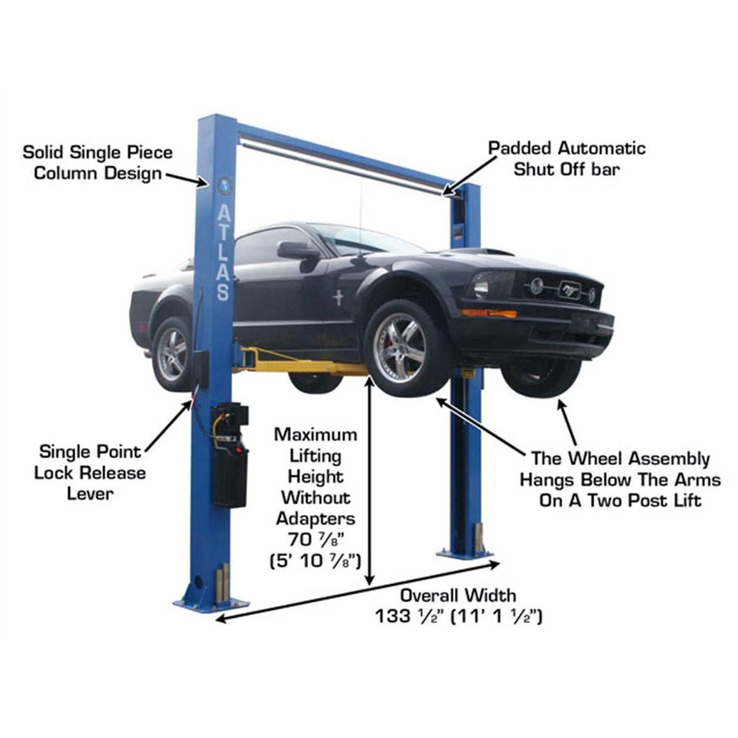 Atlas® Equipment 9OHSC Overhead 9k lb. Capacity 2-Post Lift #ATEATTD-9OHSC-SS-FPD