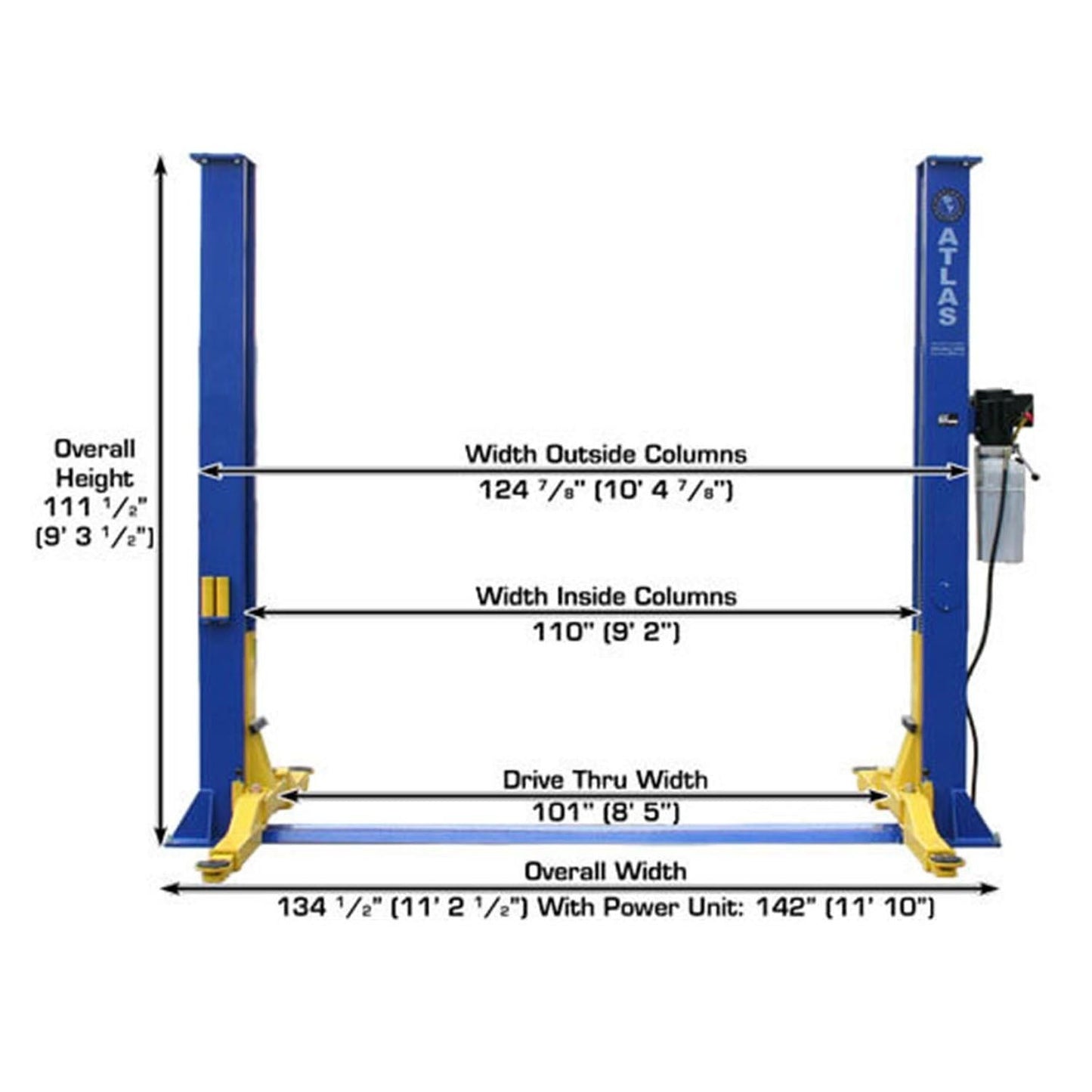 Atlas® 9KBP Floor Base-Plate 2 Post Lift 9,000 lbs #ATEXH-9KBPX-FPD
