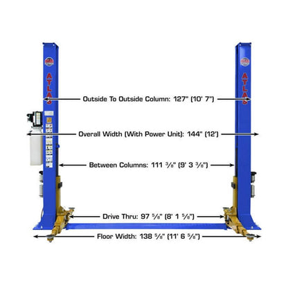 Atlas Platinum PVL9BP ALI Certified 2-Post Lift 9,000 lbs. #ATEAP-PVL9BP-FPD