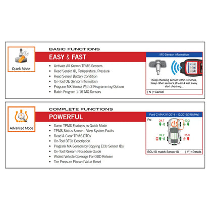 Autel TS508WF TPMS Diagnostic + Service Tool w/ 4 Sensors Bundle