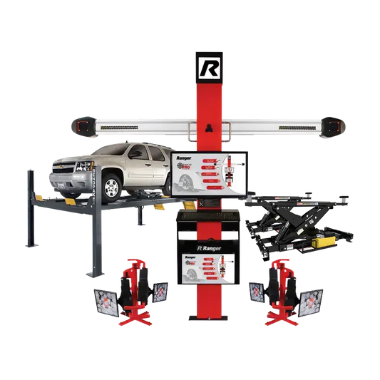 BendPak 5175894 HDS-14LSXE Alignment Package – 14K lb 4-Post Lift with 3DPro Aligner & Rolling Jacks