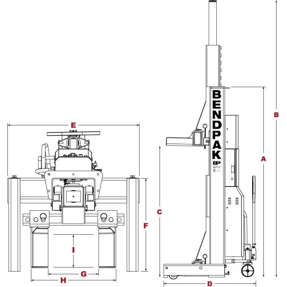 BendPak 72K ALI Mobile Column Lift System, 18K Ea. (Set of 4) - PCL-18B-4