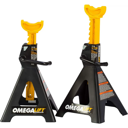 Omega Lift 32128 Heavy Duty 12 Ton Jack Stands Pair - Double Locking Pins