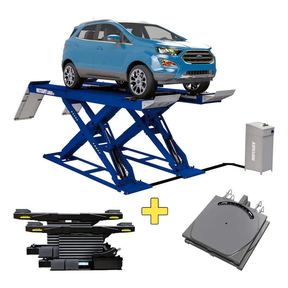 Rotary XA12 12K Alignment Scissor Lift w/ 2-Rolling Jack (6K)