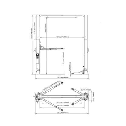 Stratus Clear Floor 14k lbs Single Point Manual Release 2-Post Lift SAE-C14X