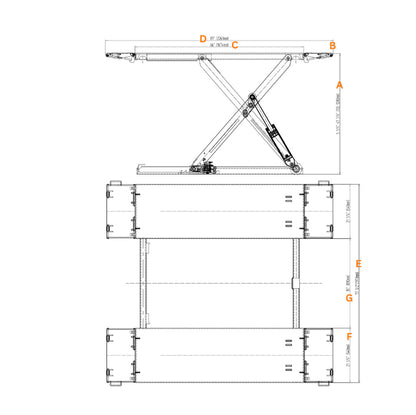 Stratus Extra Wide & Tall 10k lbs Scissor Car Lift, SAE-MS10000