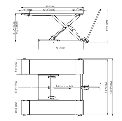 Stratus Extra Wide & Tall 9k lbs Scissor Car Lift, SAE-MS9000XT