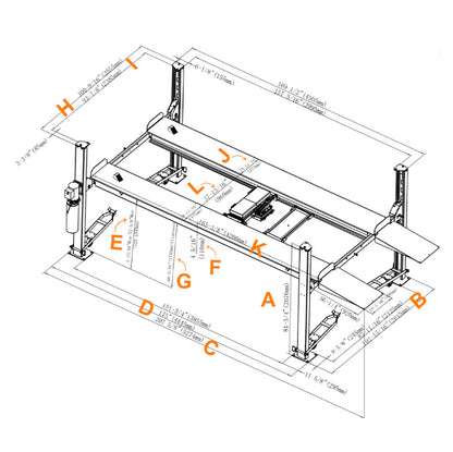 Stratus G3 4-Post 8k lbs Manual Release Car/Storage Lift SAE-P48C