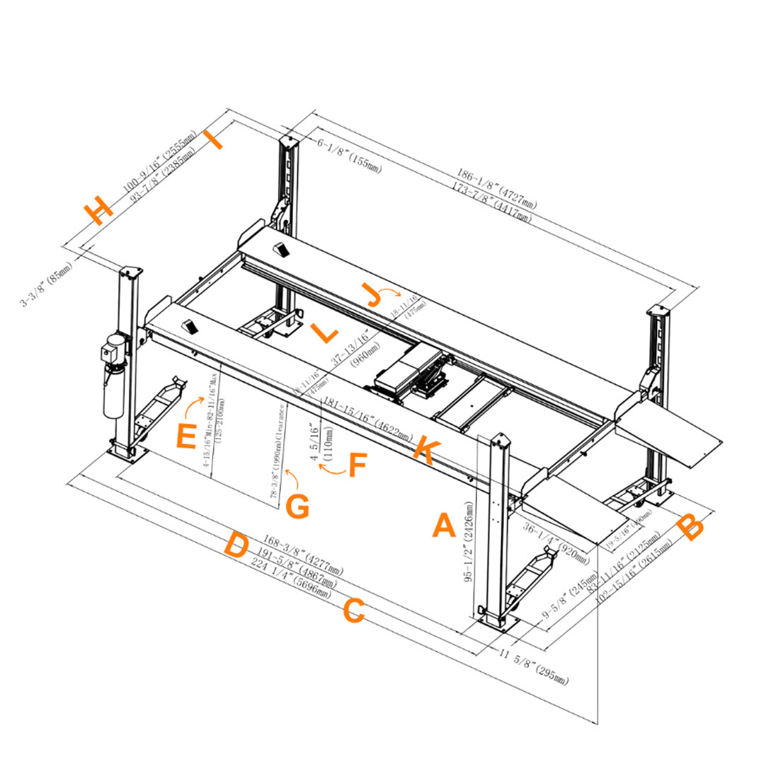 Stratus 4-Post 8k lbs Manual Release Car/Storage Lift w/Casters SAE-P48-G3