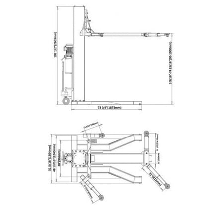 Stratus Single Post 6,600 lbs Manual Safety Lock Release Car Lift SAE-S66M